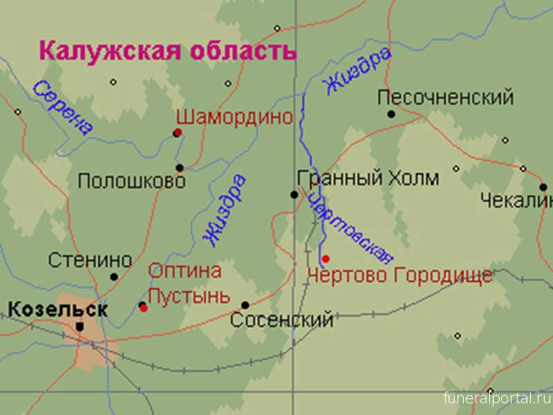 Оптина пустынь на карте россии