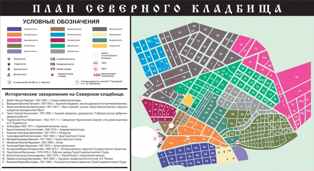 Пятницкое кладбище схема с номерами могил