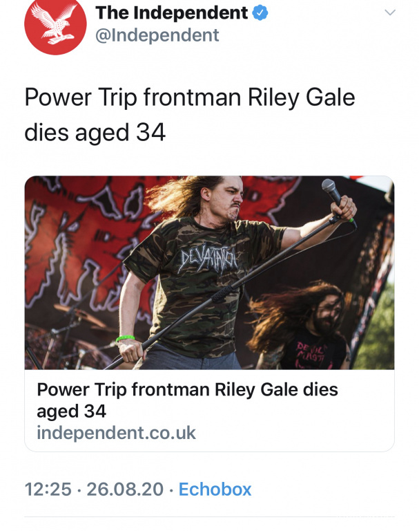 Riley Gale, Fiery Singer Of Power Trip, Dead At 34 - Похоронный портал