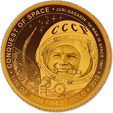 В Кот-д’Ивуар вышла в обращение монета 100 франков КФА Юрий Гагарин