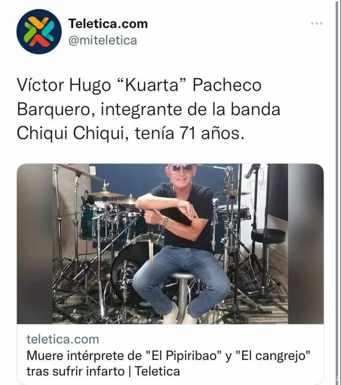 Скончался экс-вокалист Chaque Mate (Chiqui Chiqui) Víctor 'Kuarta' Pacheco  - Похоронный портал