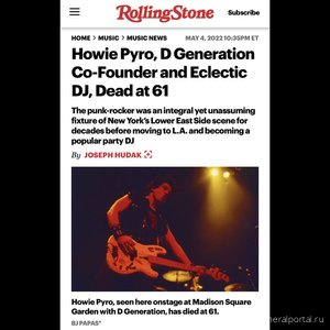 Howie Pyro, D Generation Co-Founder and Eclectic DJ, Dead at 61 - Похоронный портал