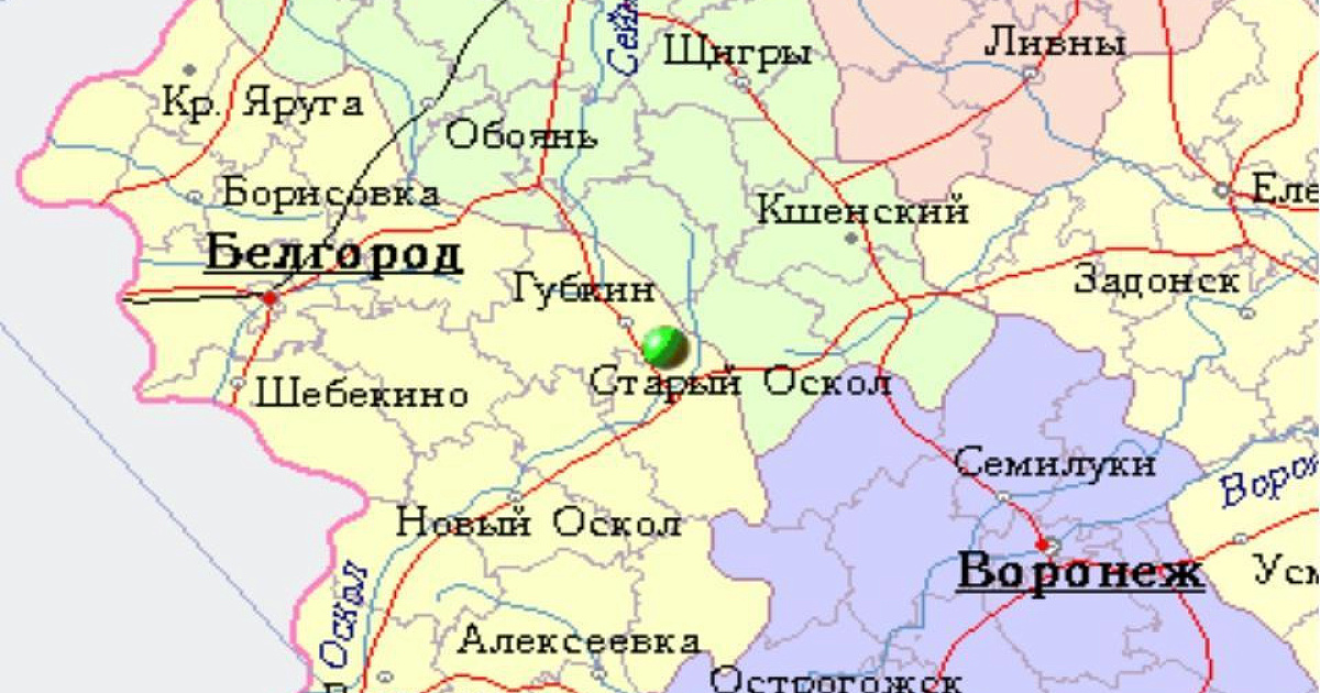 Оскол на карте белгородской области